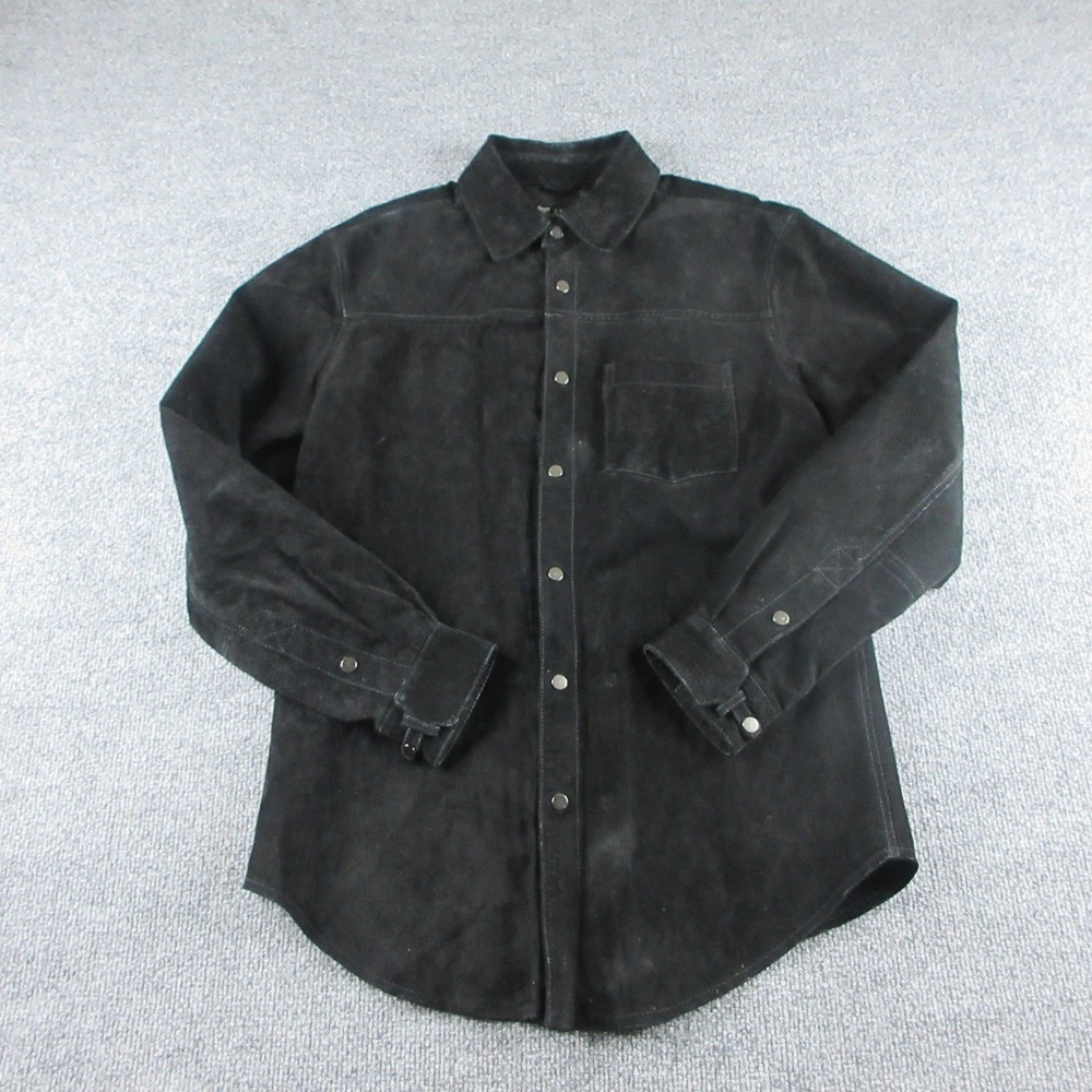BLANKNYC Jacket Womens S Black Leather Snap Front Shacket Lined Casual